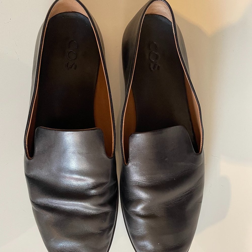 Black Leather COS Men's Loafers Size 9